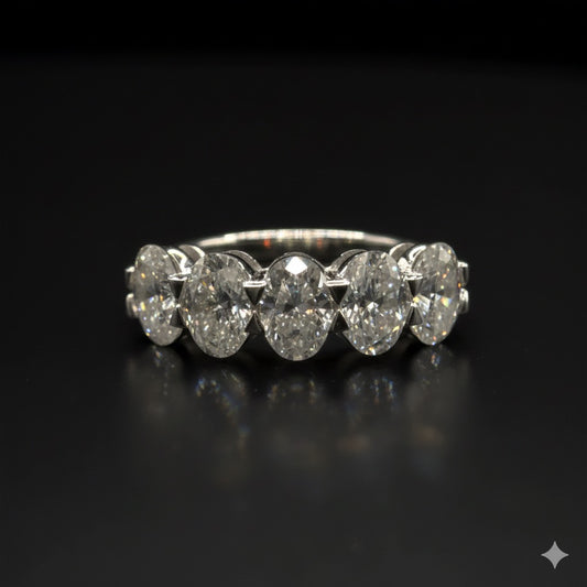 Fivelakes - Oval Cut 5-Stone Moissanite Ring