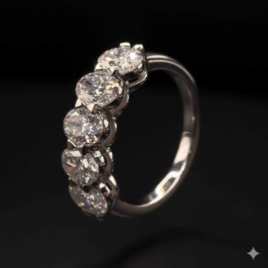 Fivelakes - Oval Cut 5-Stone Moissanite Ring