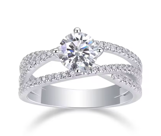 Marchmont - Round Cut Crossover Moissanite Ring