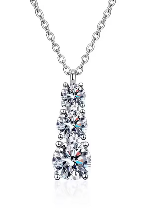 Morningside - Three-Stone Round Cut Necklace