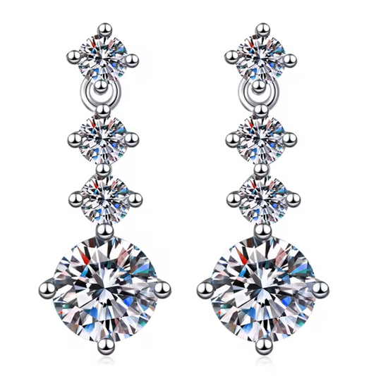 Hampton - Round Cut Drop Moissanite Earrings