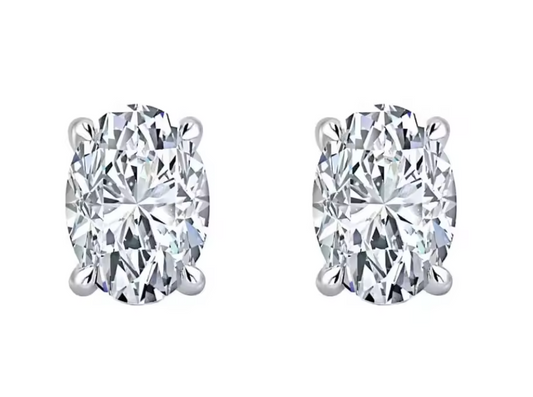Knightsbridge - Oval Cut Solitaire Moissanite Earrings