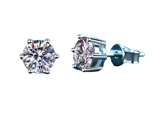 Surrey - Round Cut Solitaire Moissanite Earrings