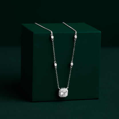 Marple - Round Halo Moissanite Necklace