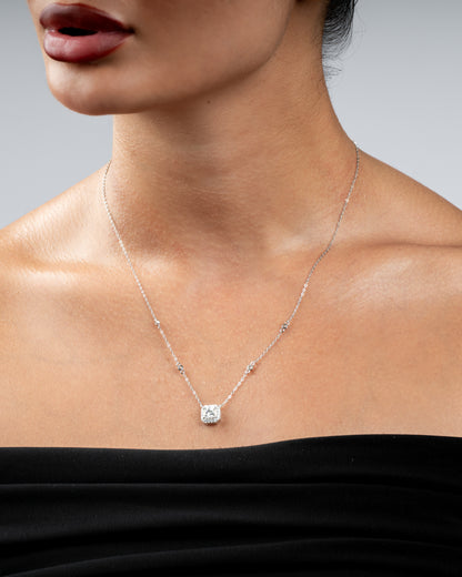 Marple - Round Halo Moissanite Necklace