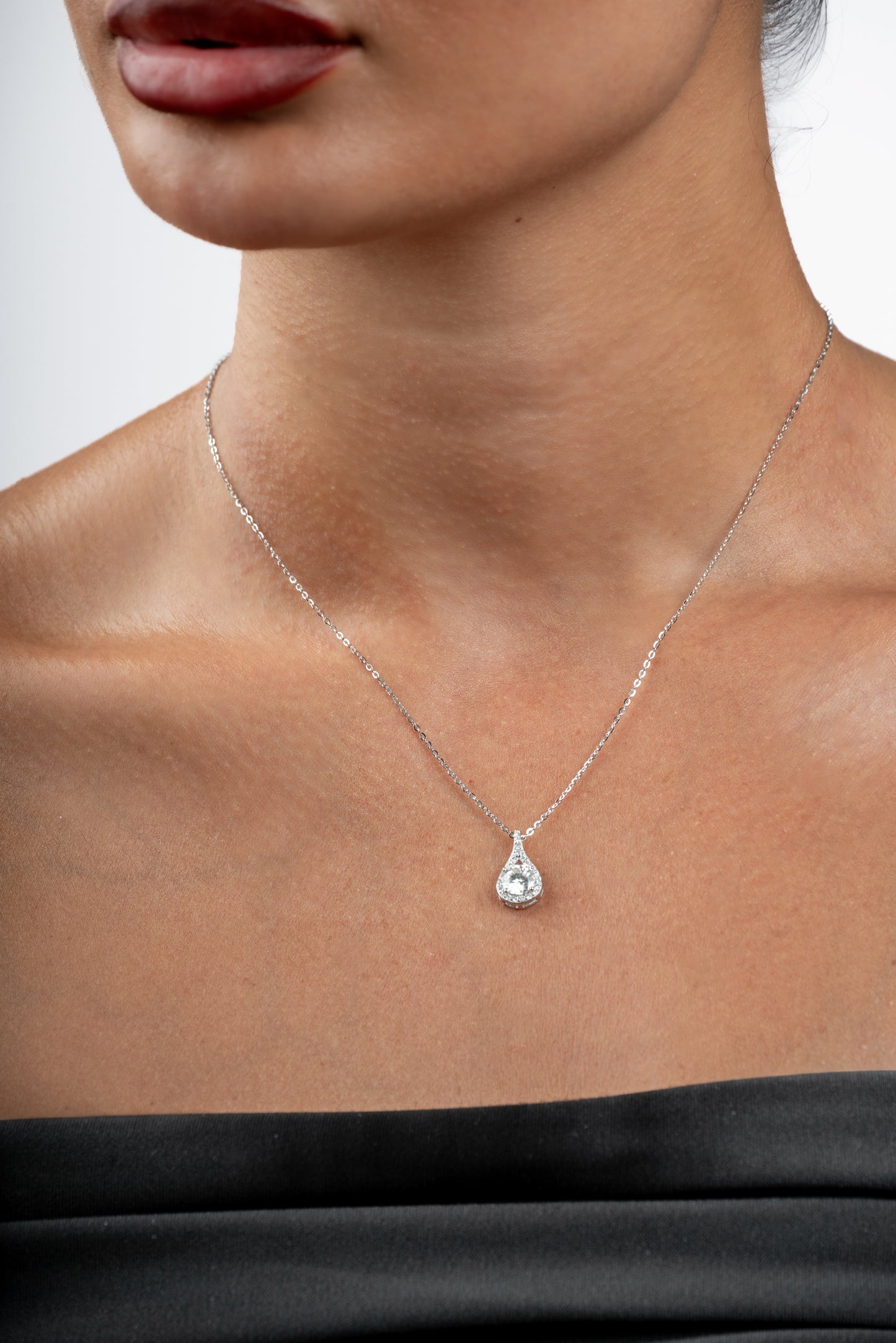 Plymouth - Teardrop Round Cut Moissanite Necklace