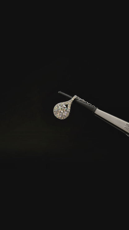 Plymouth - Teardrop Round Cut Moissanite Necklace