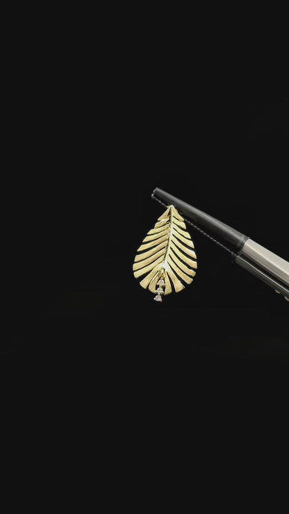 Featherstone - Brushed Gold Feather-design Moissanite necklace
