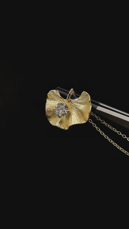 Primrose - Brushed Gold Moissanite Necklace