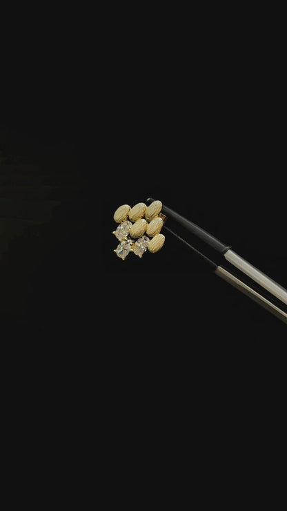Snowdonia - Brushed Gold Oval Moissanite Earrings