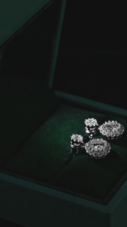 Alfredton - Round Cut Drop Moissanite Earrings